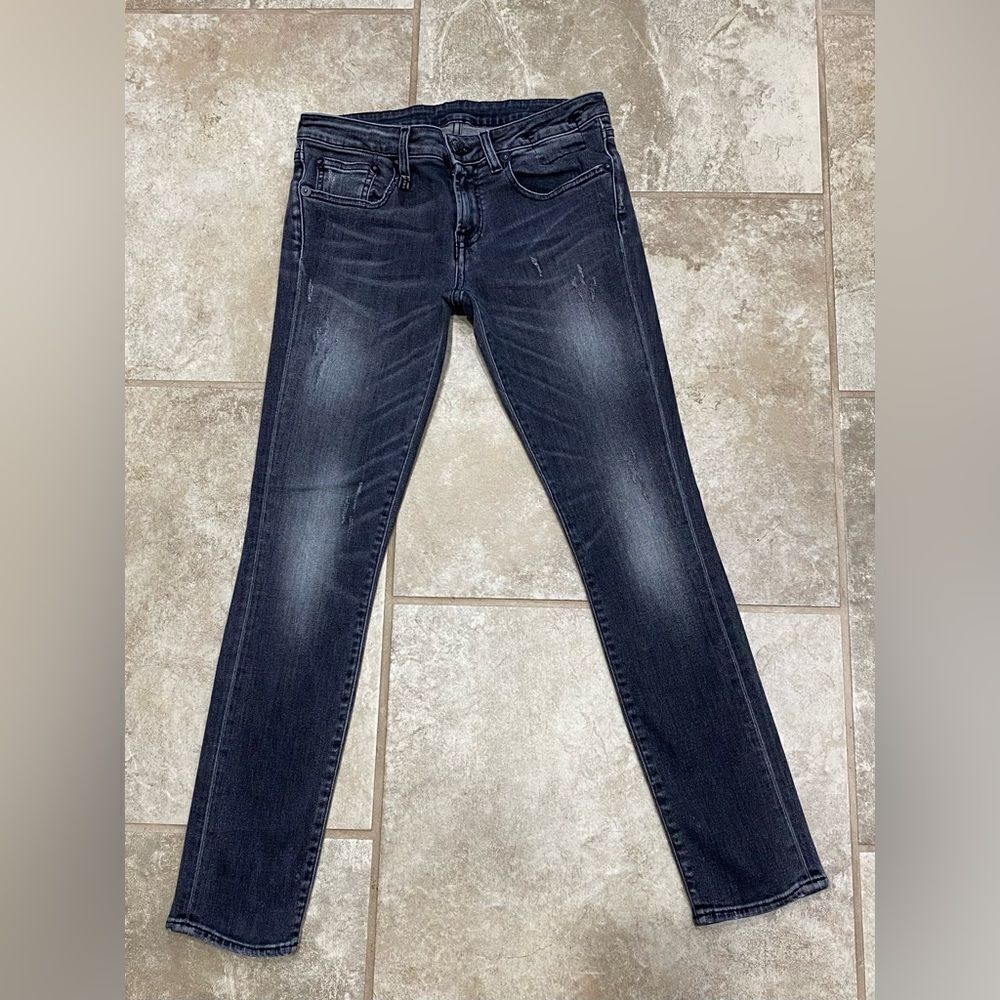 R13 Kate Skinny Jeans Orion Black 26x27 Made in Italy Distressed EUC - Picture 4 of 14